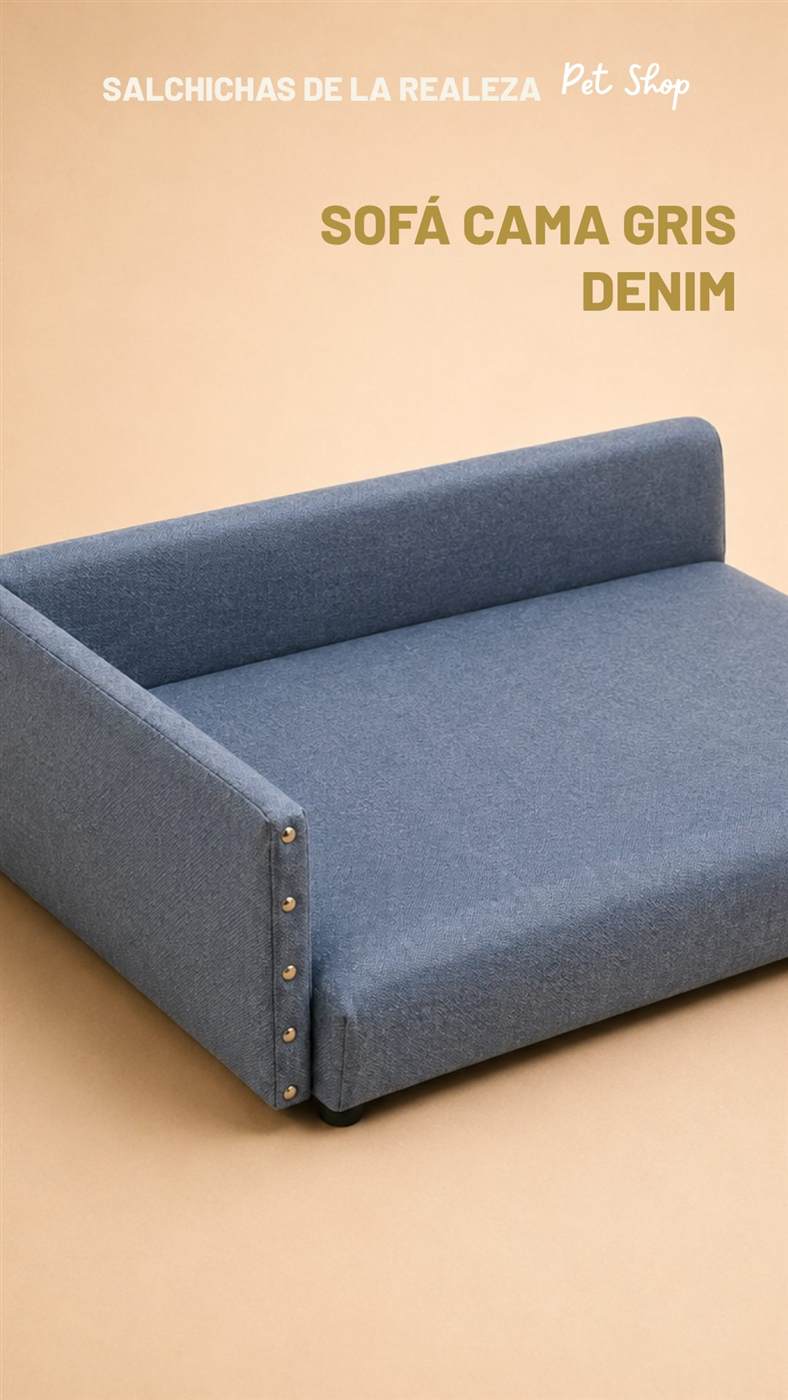 Sofá cama tapizado gris denim